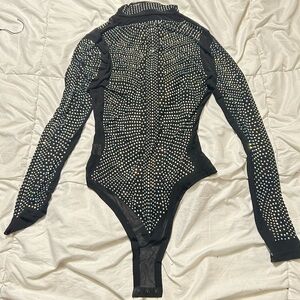 Black Rhinestone Bodysuit